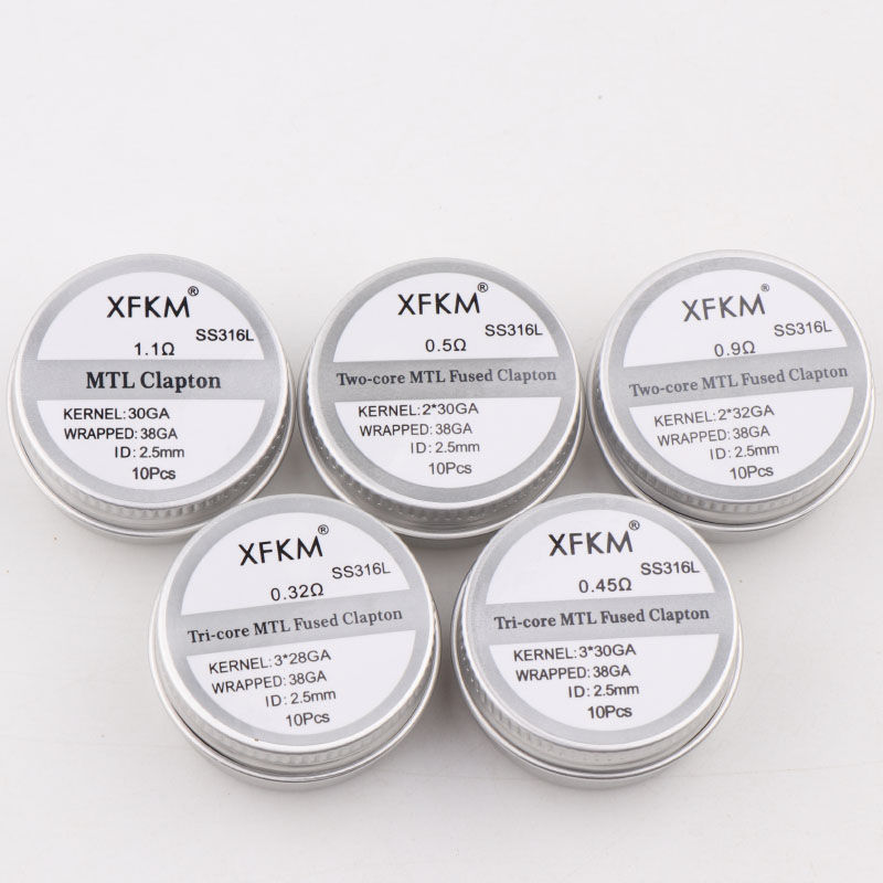 NEW XFKM 10PCS/box NI80/A1/SS3 - Clapton Wire Pre Built avaliação e preço